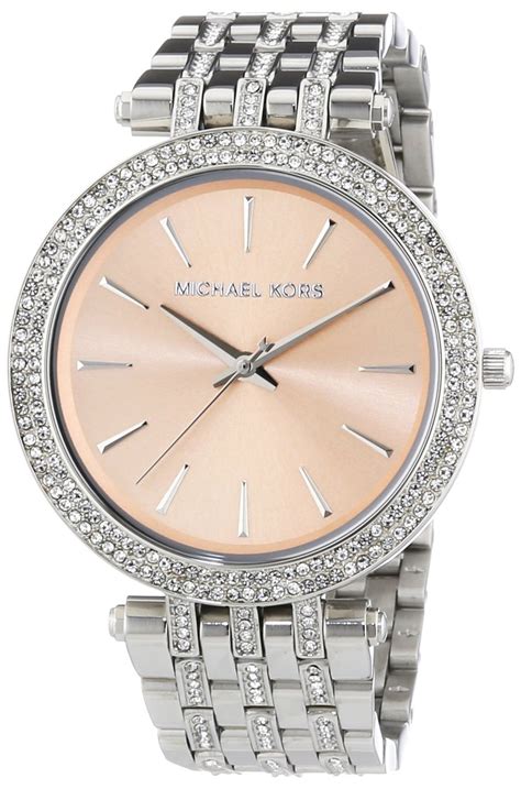 michael kors oversized silver women's watches|Michael Kors silver diamond watch.